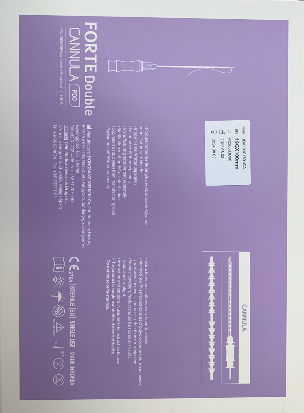 FORTE Double CANNULA PDO 19GX100mm
